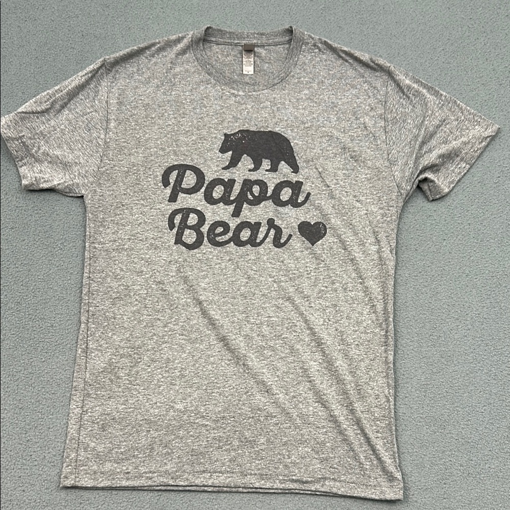 Gray “Papa Bear” Graphic T-Shirt | Size Small | Tri-Blend Comfort